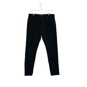 J McLaughlin Velvet Corduroy Pants Women Black Slim Leg Stretch Quiet Luxury  8